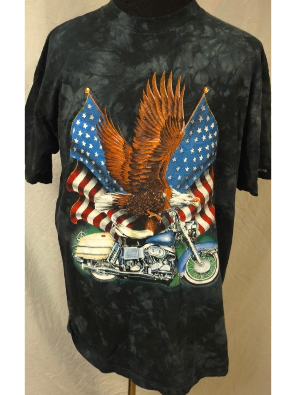 Vintage Back To Earth American Eagle Motorcycle Nature Tie Dye Sz XL Tee Shirt